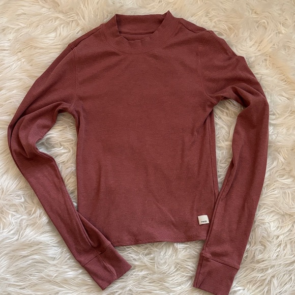 Vuori Tops - Vuori Mudra Long Sleeve Tee in Rosewood Heather size XS